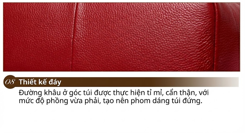 Túi Xách Tay Nữ Da Thật Dáng Gối Màu Đỏ chi tiết 137