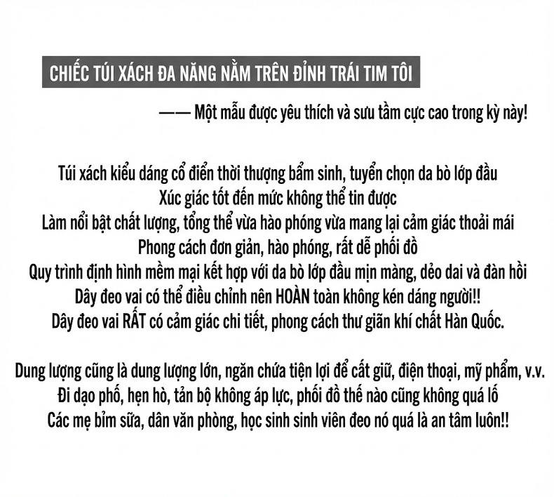 Túi Xách Tay Nữ Da Thật Dung Tích Lớn Đeo Chéo Phong Cách Công Sở Màu Đen chi tiết 1