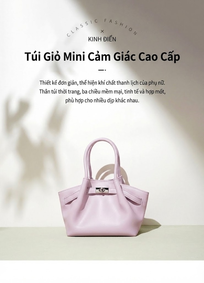 Túi Xách Tay Nữ Da Thật Mềm Mại Đeo Vai Đeo Chéo Phong Cách Xuân Hè Màu Tím, Xanh, Xám chi tiết 1