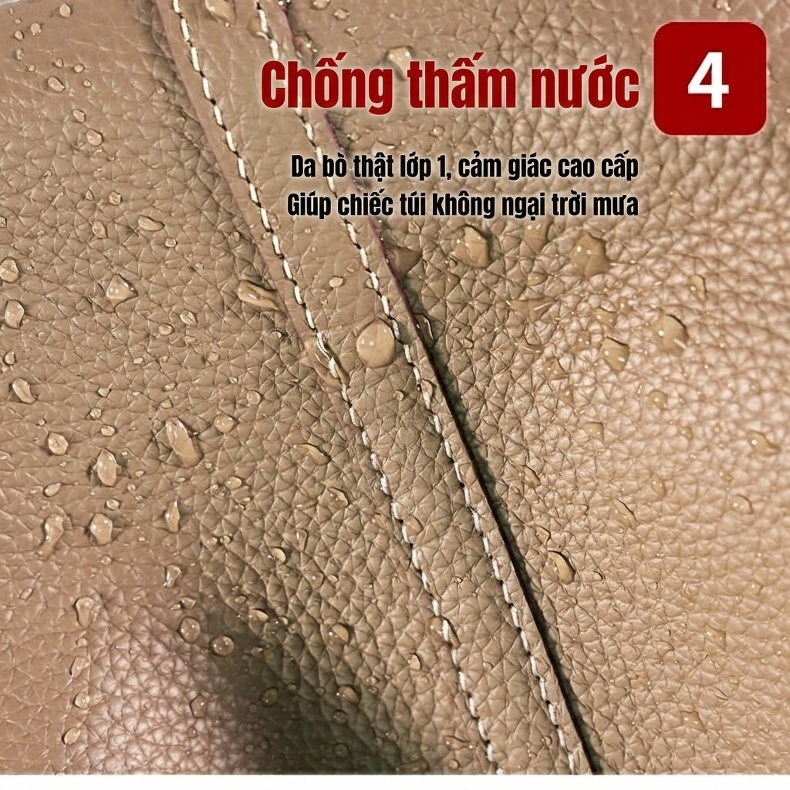 Túi Xách Tay Nữ Da Thật Mini Cao Cấp Thiết Kế Bucket Đựng Vừa Nhiều Đồ Màu Nâu, Xám, Hồng, Trắng... chi tiết 7