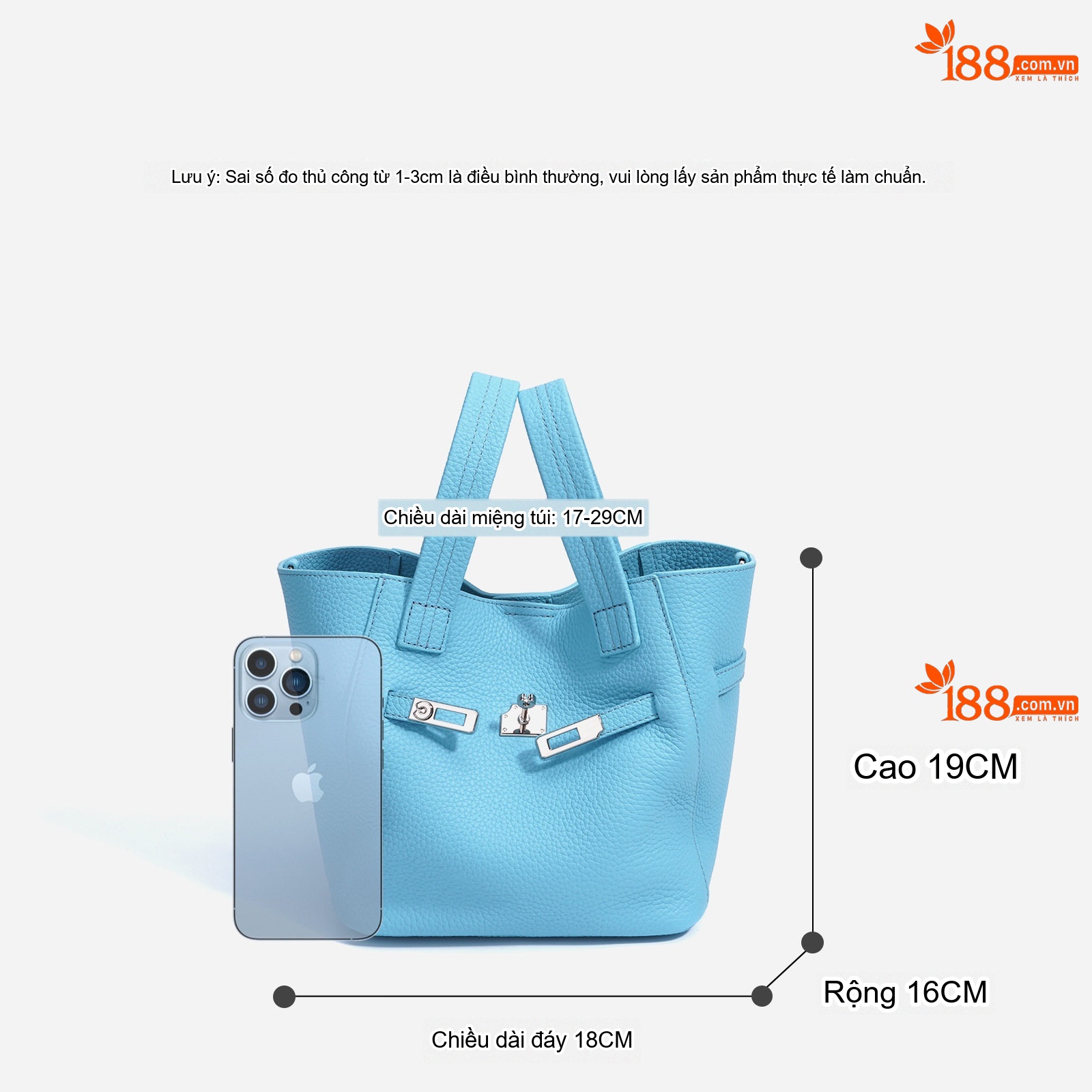 Túi Xách Tay Nữ Da Thật Mini Kiểu Dáng Tote Khóa Gài Màu Xanh Dương, Hồng, Xám, Đen