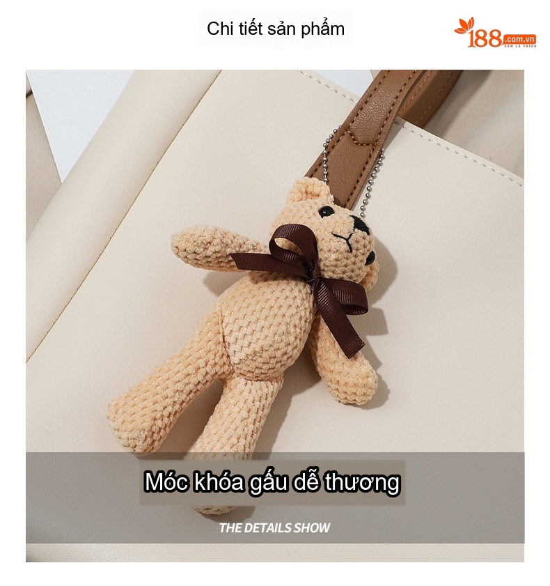 Túi Xách Tay Nữ Da Thật Sức Chứa Lớn Phong Cách Thời Trang Màu Trắng Kem, Nâu chi tiết 8