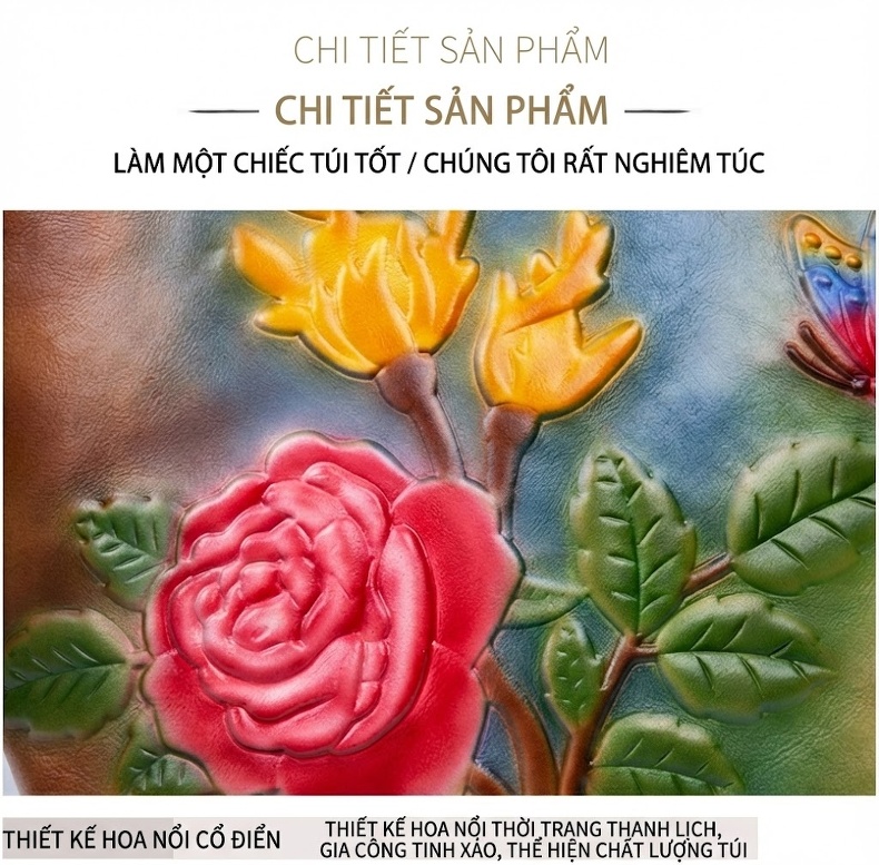 Túi Xách Tay Nữ Da Thật, Túi Đeo Chéo Nữ Da Bò, Phong Cách Retro Châu Âu chi tiết 15