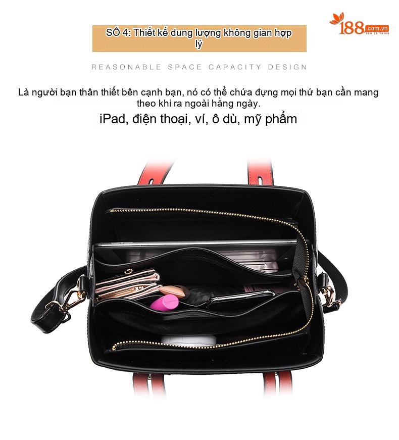 Túi Xách Tay Nữ Da Vân Rắn Lớn Thời Trang Công Sở Cao Cấp Màu Đen chi tiết 11