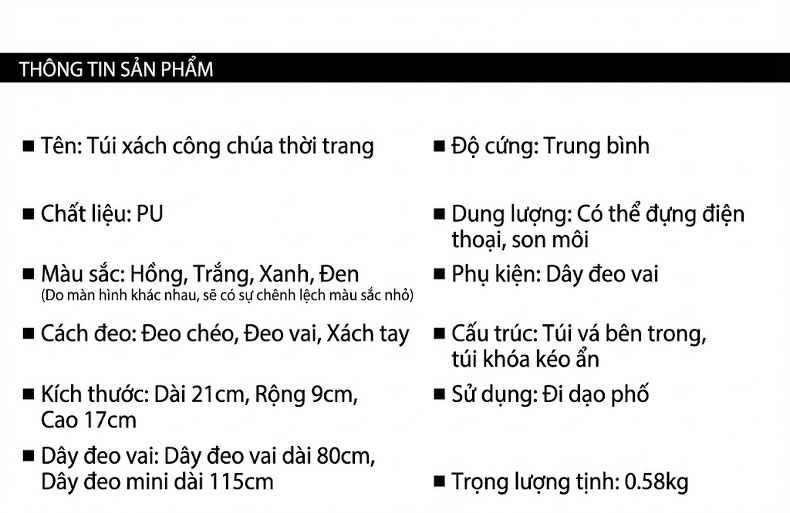 Túi Xách Tay Nữ Dáng Hộp Vân Rắn Dập Nổi Phong Cách Âu Mỹ Màu Trắng, Xanh, Đen, Hồng... chi tiết 16