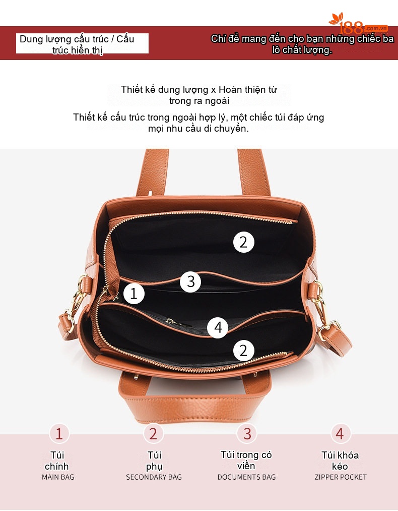 Túi Xách Tay Nữ Dập Nổi Họa Tiết Túi Đeo Chéo Nữ Thời Trang Túi Tote Công Sở Đựng Được Nhiều Đồ Màu Nâu chi tiết 6