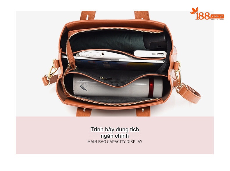 Túi Xách Tay Nữ Dập Nổi Họa Tiết Túi Đeo Chéo Nữ Thời Trang Túi Tote Công Sở Đựng Được Nhiều Đồ Màu Nâu chi tiết 7