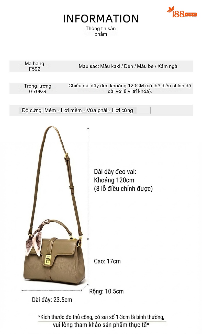 Túi Xách Tay Nữ Đeo Chéo Da Mờ Thiết Kế Đơn Giản Màu Xám chi tiết 2