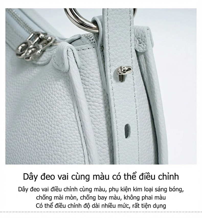 Túi Xách Tay Nữ Đeo Vai Thiết Kế Đơn Giản Da Mờ Sức Chứa Lớn Màu Đen, Nâu, Xám, Xanh... chi tiết 13