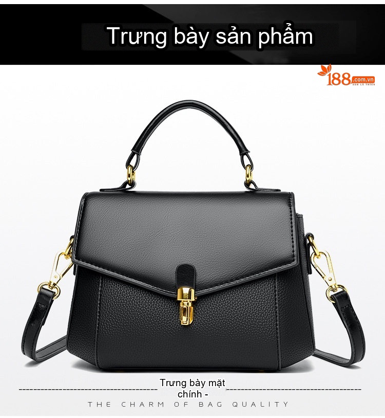 Túi Xách Tay Nữ Đeo Vai Thời Trang Da Mờ Đeo Chéo Hàng Quảng Châu Màu Be, Đen chi tiết 13