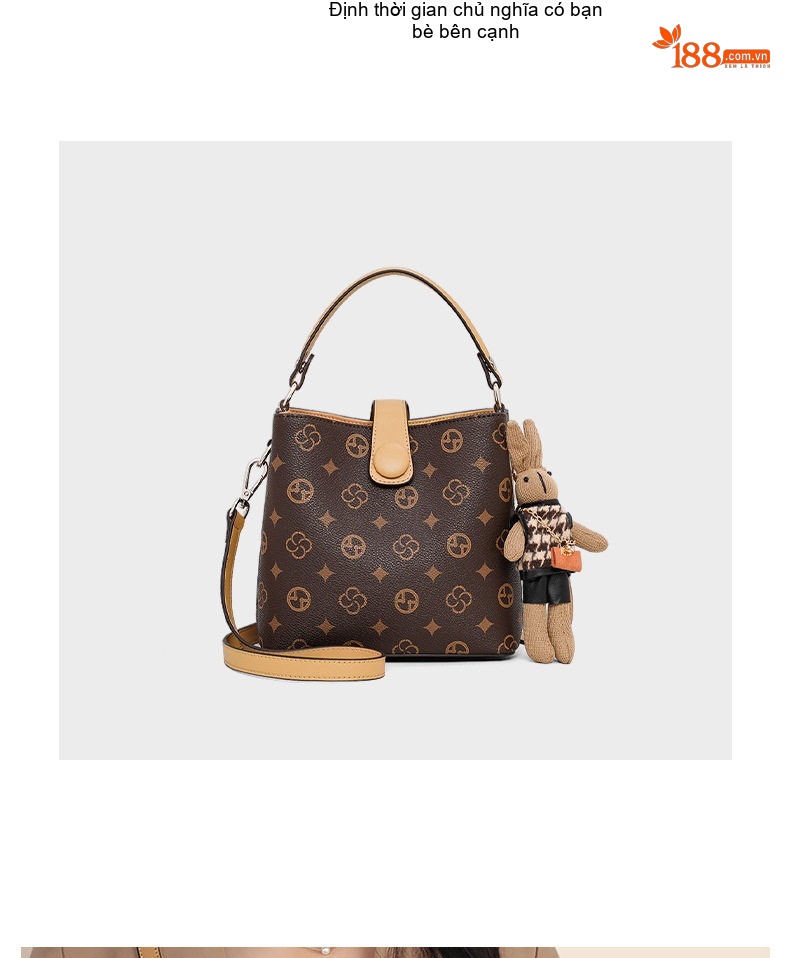 Túi Xách Tay Nữ Họa Tiết Monogram Cao Cấp, Túi Đeo Vai Đa Năng Màu Nâu chi tiết 3
