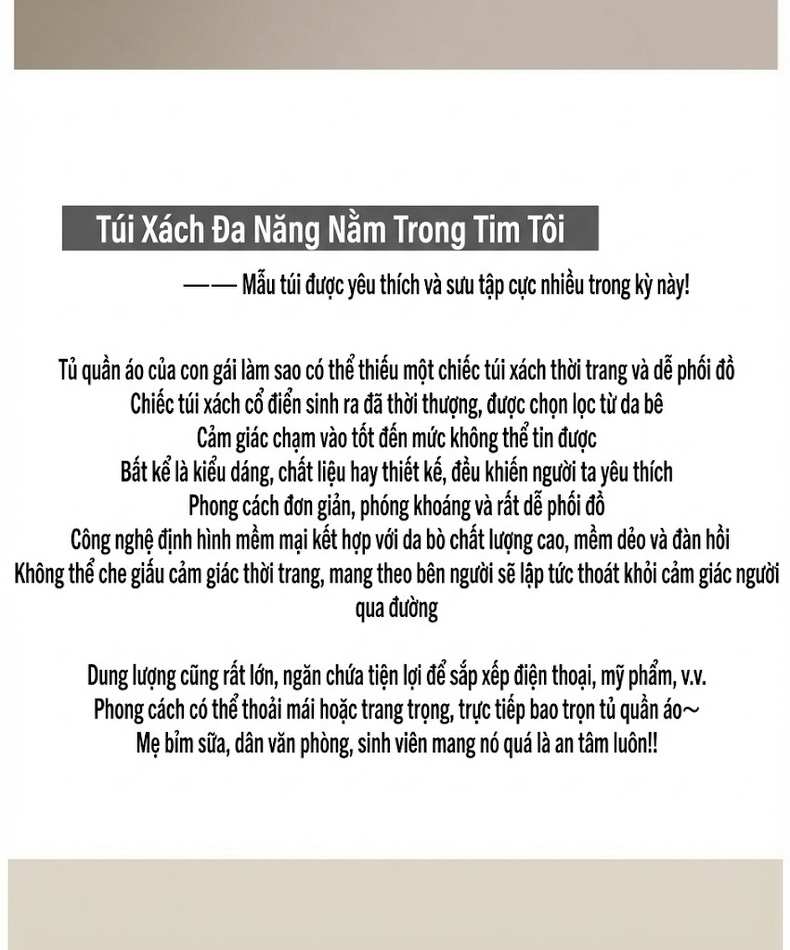 Túi Xách Tay Nữ Kiểu Dáng Trụ Cặp Nách Đeo Chéo Thời Trang Màu Kem chi tiết 2