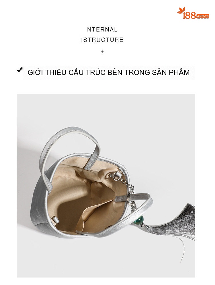 Túi Xách Tay Nữ Mini Dáng Bucket Phong Cách Cổ Điển Màu Bạc, Xanh, Đen, Hồng... chi tiết 3