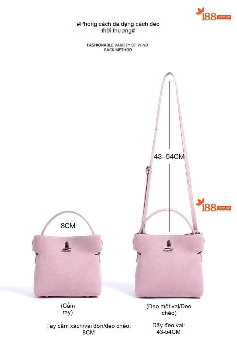 Túi Xách Tay Nữ Quai Tre Mini Da Mờ Phong Cách Hàn Quốc Màu Hồng, Nâu, Xanh Lá, Tím... chi tiết 11