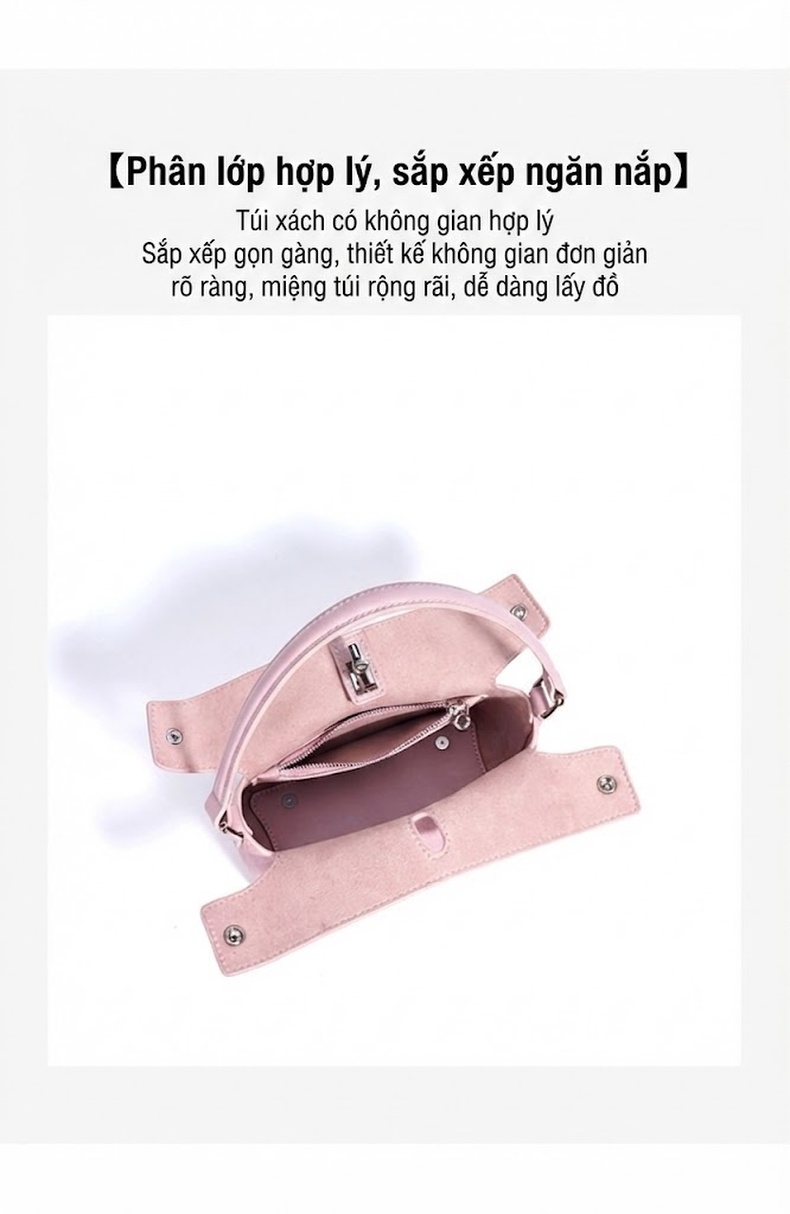 Túi Xách Tay Nữ Quai Tre Mini Da Mờ Phong Cách Hàn Quốc Màu Hồng, Nâu, Xanh Lá, Tím... chi tiết 10