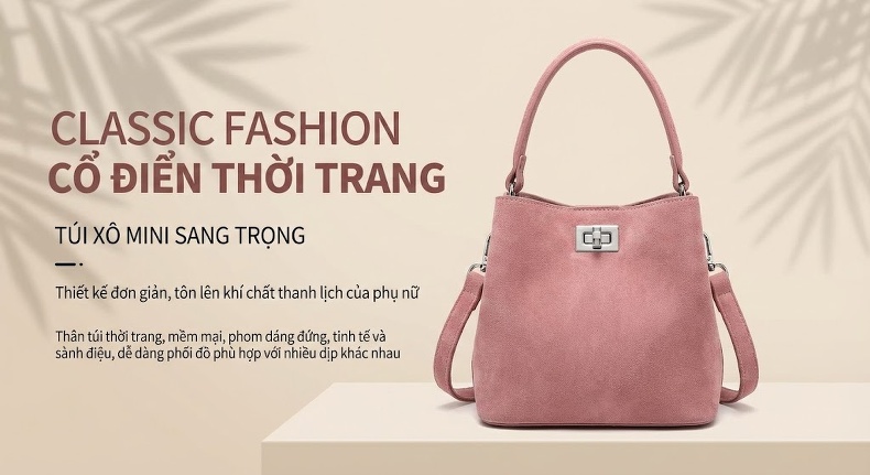 Túi Xách Tay Nữ Quai Tre Mini Da Mờ Phong Cách Hàn Quốc Màu Hồng, Nâu, Xanh Lá, Tím... chi tiết 2