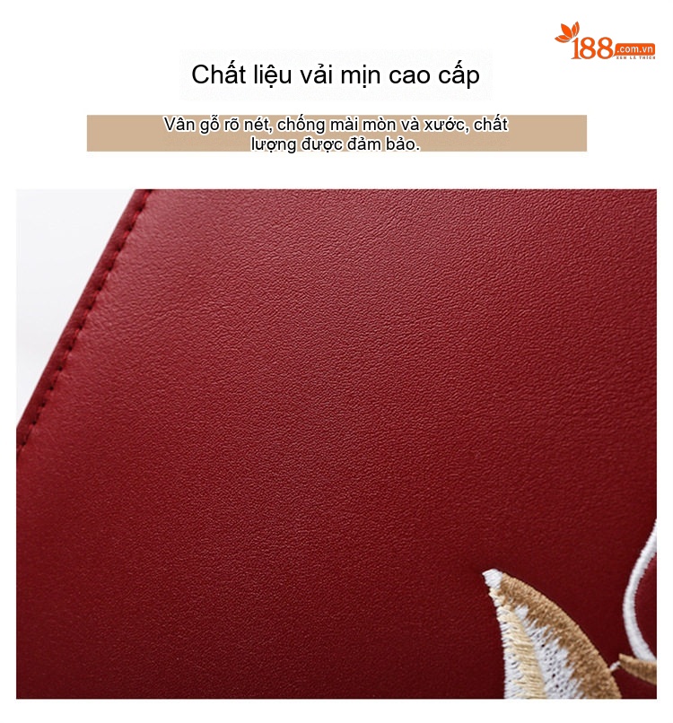 Túi Xách Tay Nữ Thêu Hoa Văn Cỡ Lớn Phong Cách Quốc Dân Màu Đỏ, Kem, Đen chi tiết 5