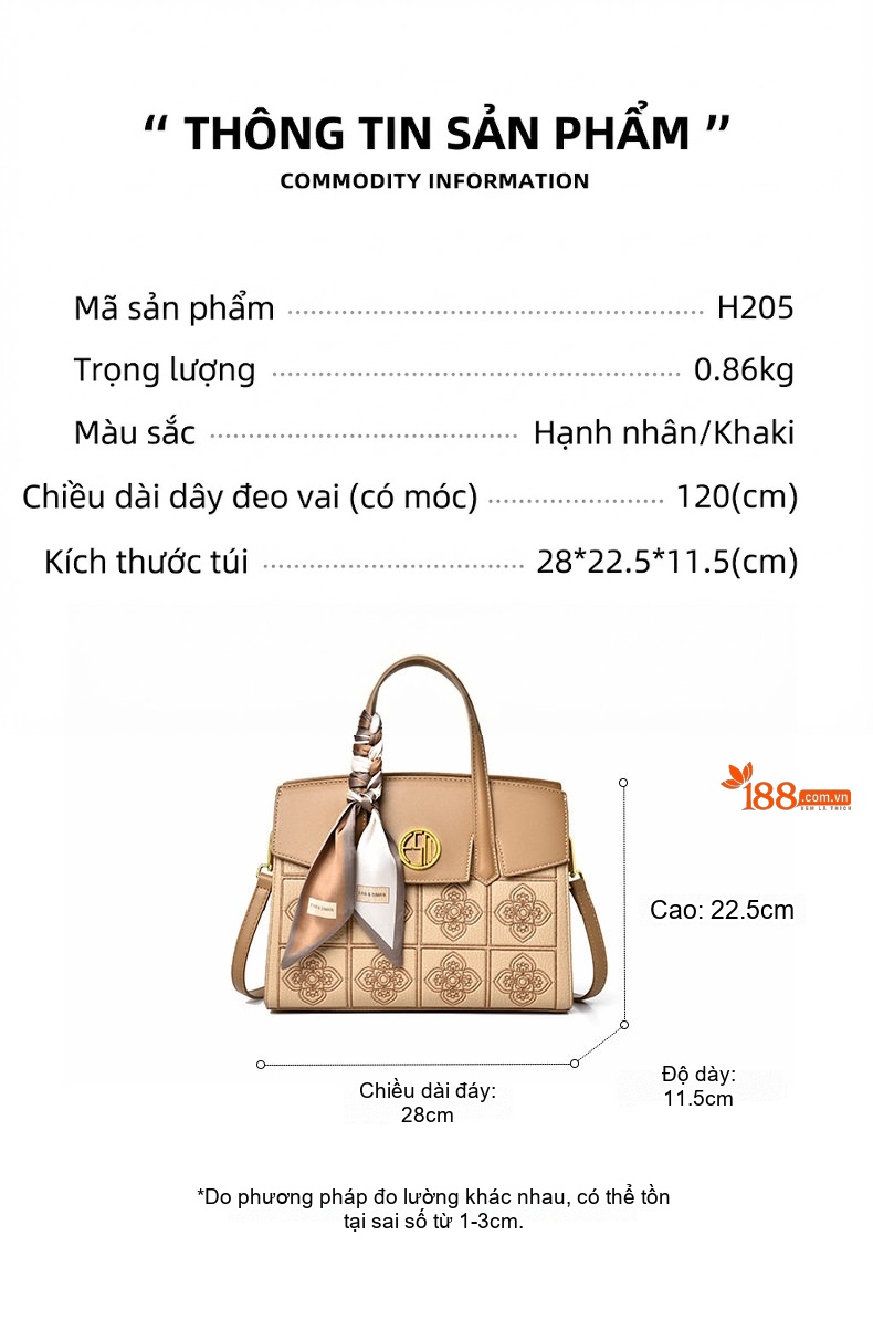 Túi Xách Tay Nữ Thêu Hoa Văn Thời Trang Màu Be chi tiết 2