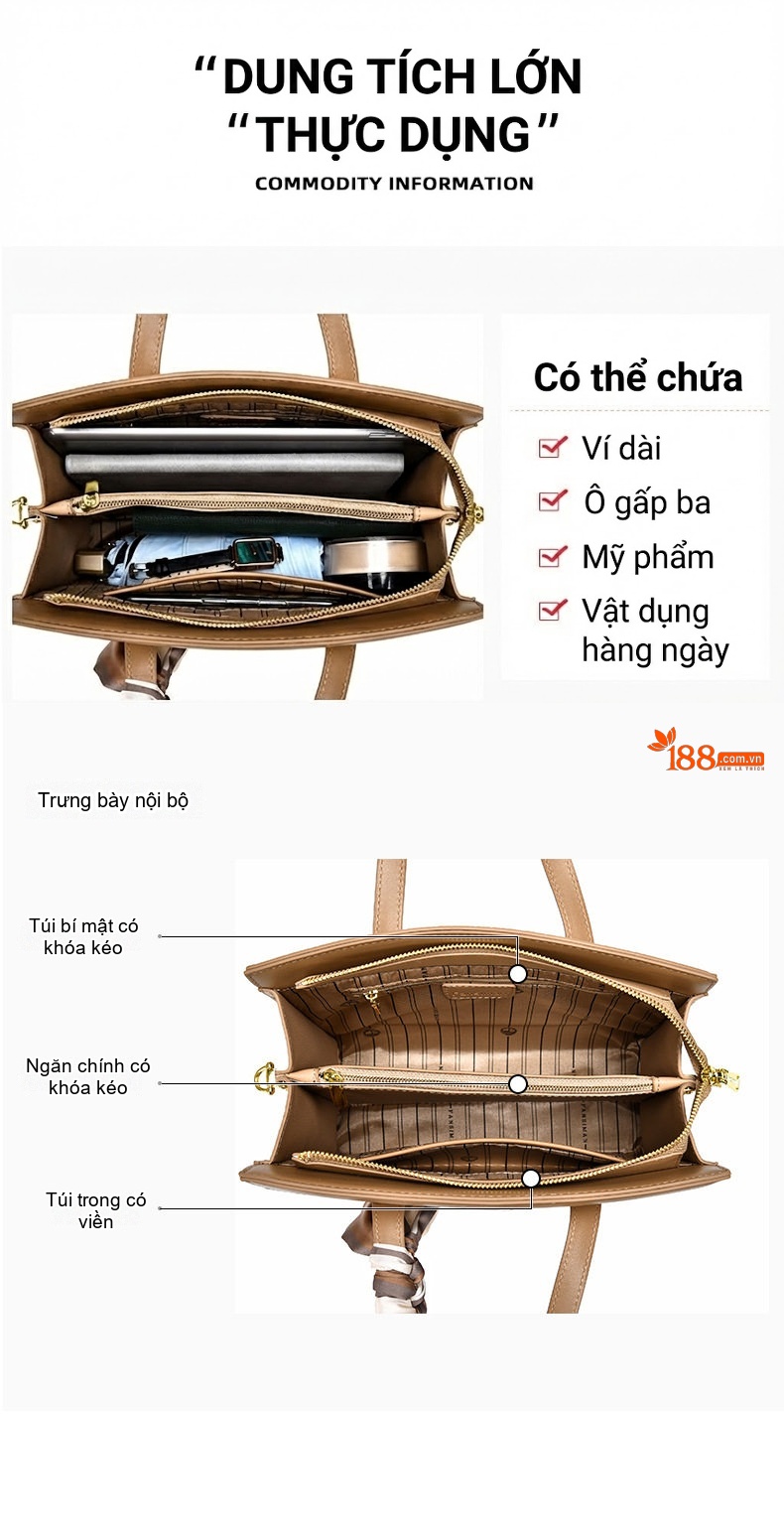 Túi Xách Tay Nữ Thêu Hoa Văn Thời Trang Màu Be chi tiết 4