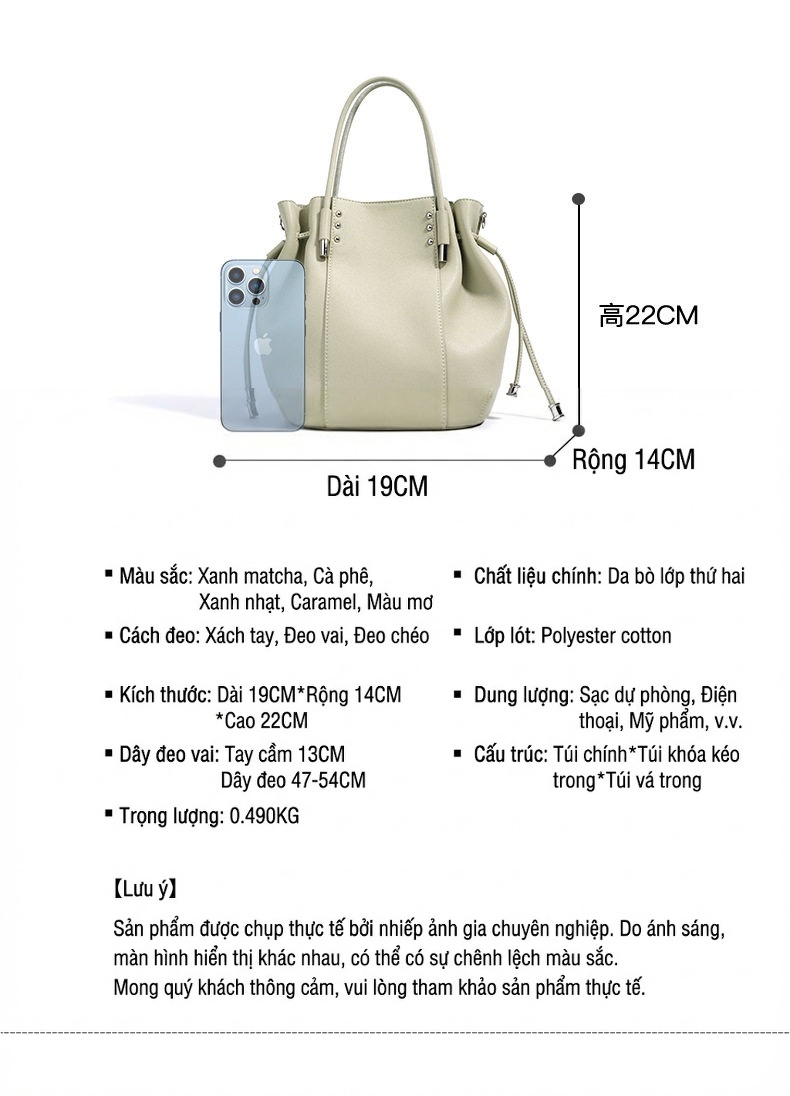 Túi Xách Tay Nữ Thiết Kế Tối Giản Đi Làm, Đi Chơi Màu Kem, Nâu, Đen chi tiết 7