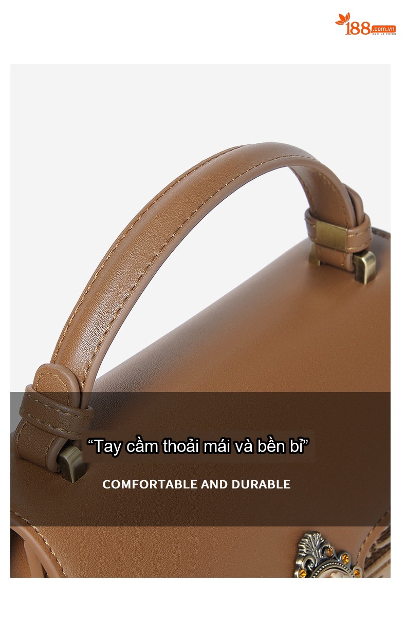 Túi Xách Tay Nữ Thời Trang Vintage Đeo Chéo Một Bên Vai Màu Nâu chi tiết 5
