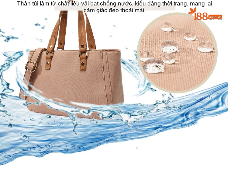 Túi Xách Tay Nữ Vải Canvas Da Thật Túi Đeo Chéo Màu Nâu, Trắng, Đen, Xám... chi tiết 2