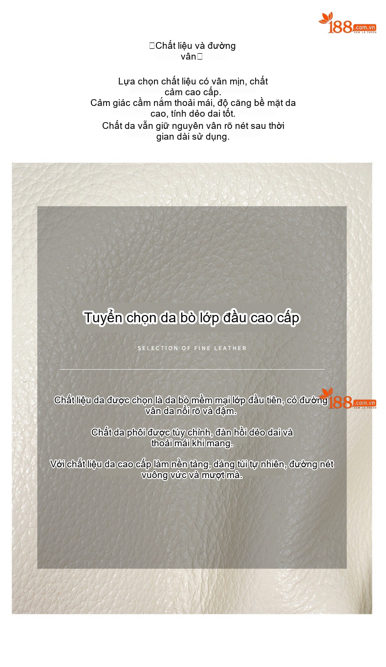 Túi Xách Tay Phước Lộc Thọ Thiết Kế Nhỏ Gọn Đeo Vai Đeo Chéo Phong Cách Tối Giản Màu Trắng, Nâu, Đỏ Rượu chi tiết 10
