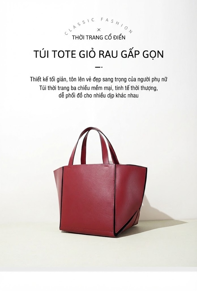 Túi Xách Tay Thiết Kế Tối Giản Phong Cách Thời Trang Màu Đỏ, Nâu chi tiết 7