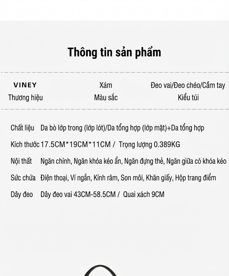 Túi Xô Nữ Da Thật Đeo Chéo Dáng Vuông Có Quai Xách Màu Nâu chi tiết 4