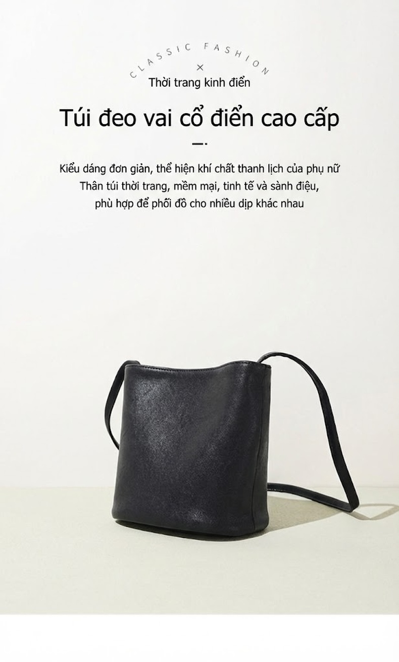 Túi Xô Nữ Da Thật Mini Đeo Vai/Đeo Chéo Phong Cách Thời Trang Màu Nâu, Đen, Cam chi tiết 1