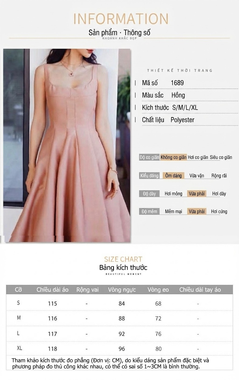 Váy A Dáng Ôm Sát Sát Nữ Lụa Satin Màu Hồng Barbie Phong Cách Tiểu Thư chi tiết 1