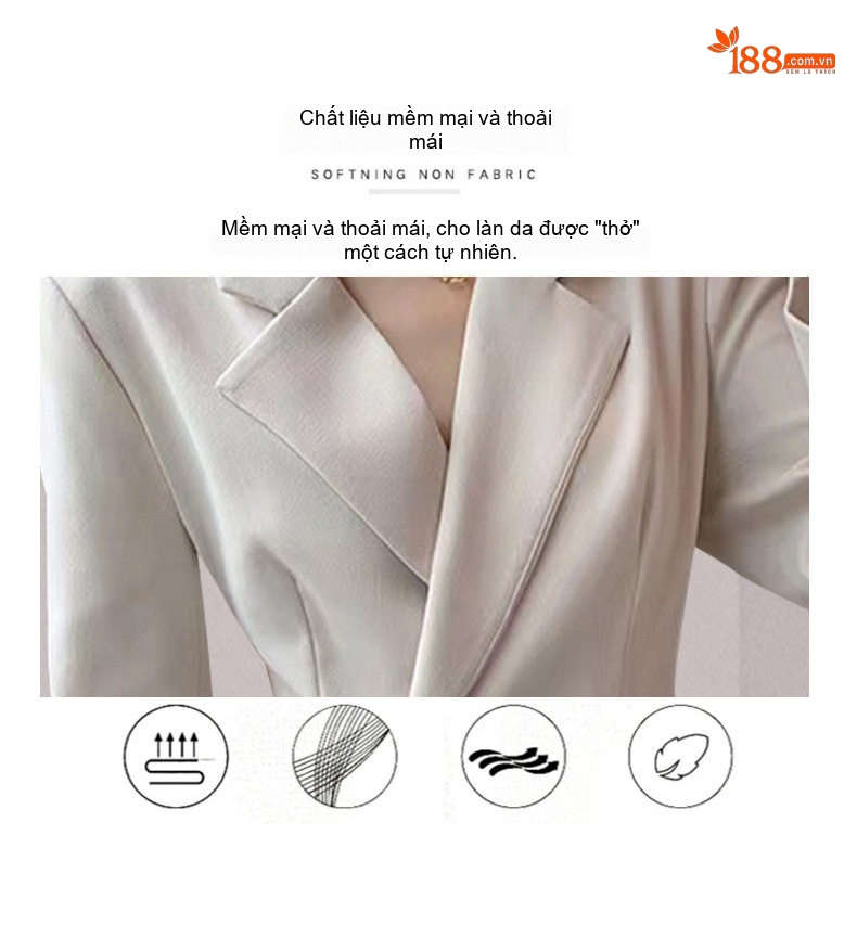 Váy Blazer Nữ Dáng Dài Xòe Liền Thân Công Sở Màu Be chi tiết 4