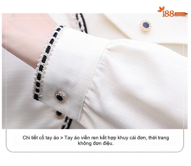 Váy Bộ Tiểu Thư Thu Đông Thiết Kế Áo Khoác Và Váy Dài Tay Màu Đen, Trắng chi tiết 6