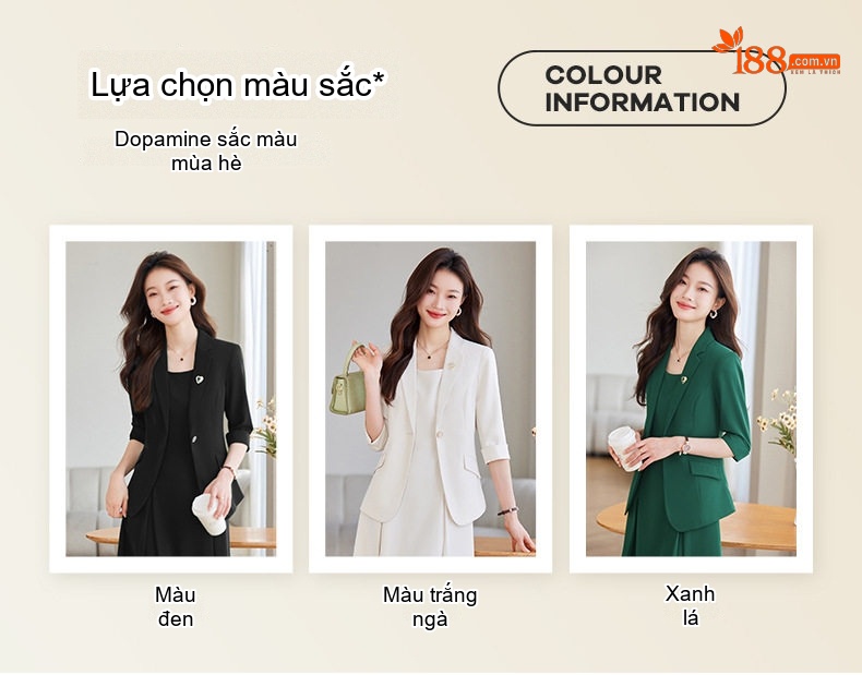 Váy Bộ Vest Công Sở Nữ Tay Lỡ Thanh Lịch Màu Đen, Trắng, Xanh chi tiết 10