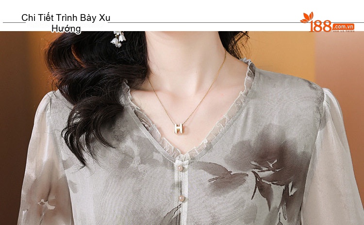 Váy Chữ A Nữ Lụa Tằm Tơ Thắt Eo Dáng Xòe Thanh Lịch Màu Trắng Kem, Nâu chi tiết 19