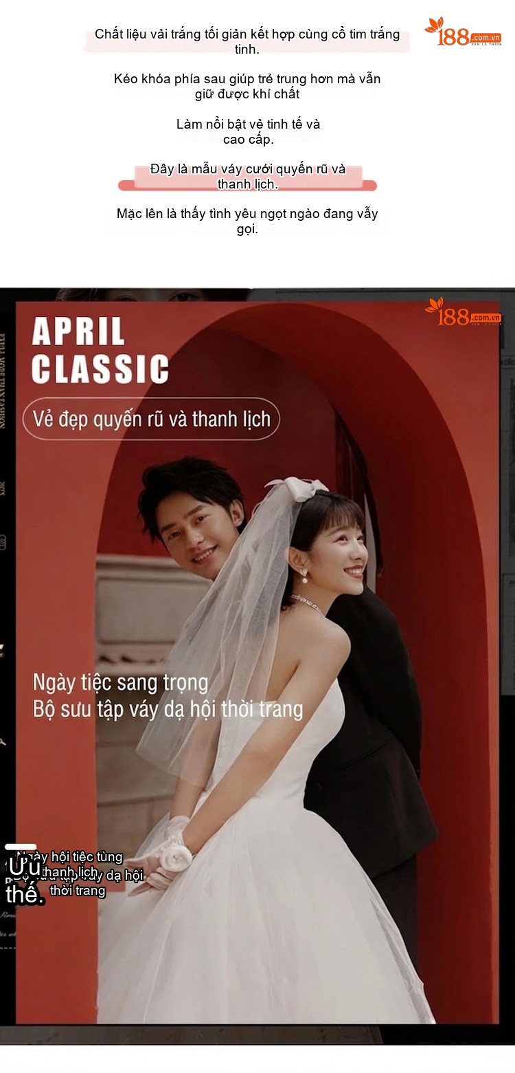 Váy Cưới Mini Cô Dâu dáng chữ A Hở Vai Phong Cách Tối Giản Màu Trắng chi tiết 1