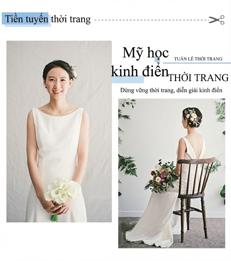 Váy Cưới Ngắn Satin Phong Cách Tối Giản Cho Tiệc Cưới, Chụp Ảnh Cưới Màu Trắng chi tiết 2