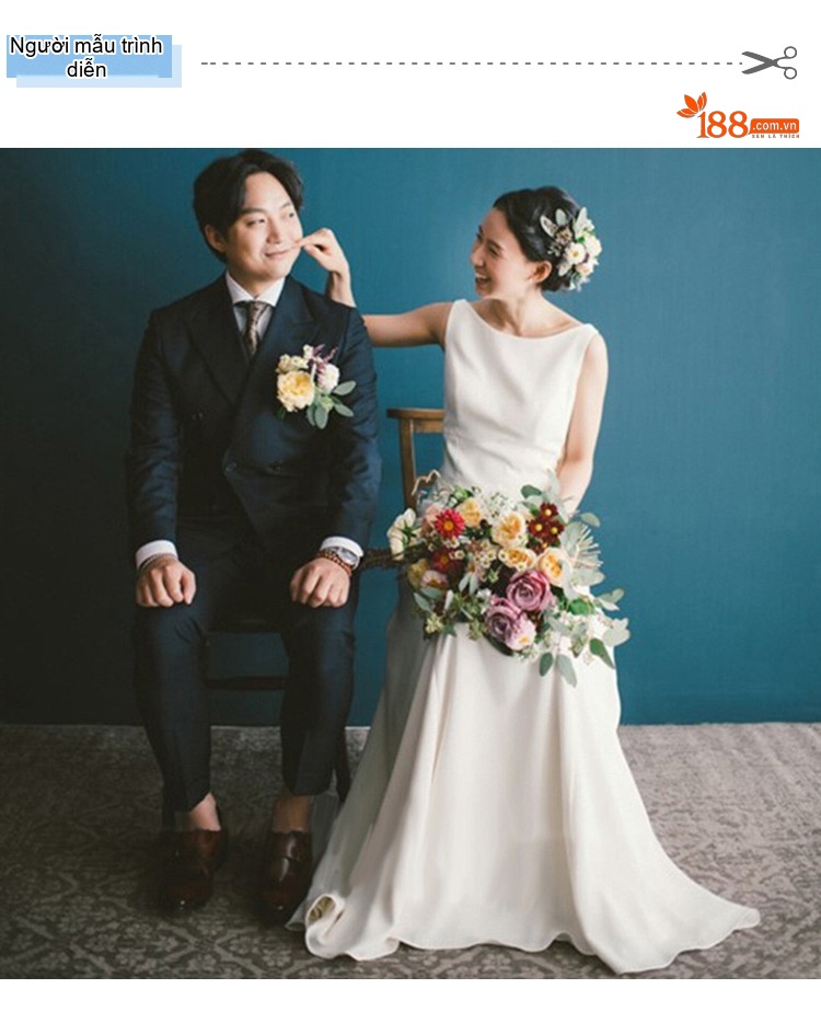 Váy Cưới Ngắn Satin Phong Cách Tối Giản Cho Tiệc Cưới, Chụp Ảnh Cưới Màu Trắng chi tiết 5
