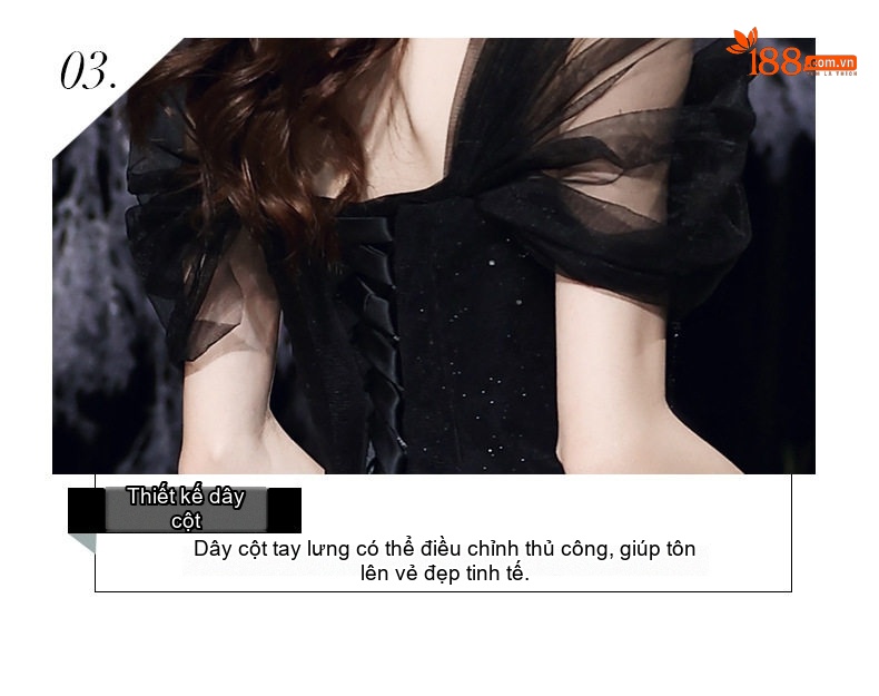 Váy Dạ Hội Dáng Dài Hở Vai Sang Trọng Màu Đen chi tiết 18