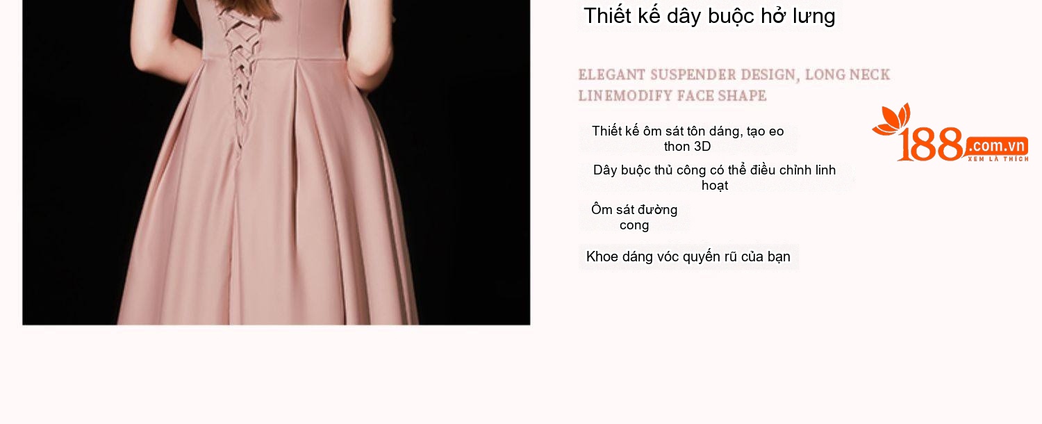 Váy Dạ Hội Dáng Dài Satin Nơ Lớn Phong Cách Công Chúa Màu Hồng chi tiết 5