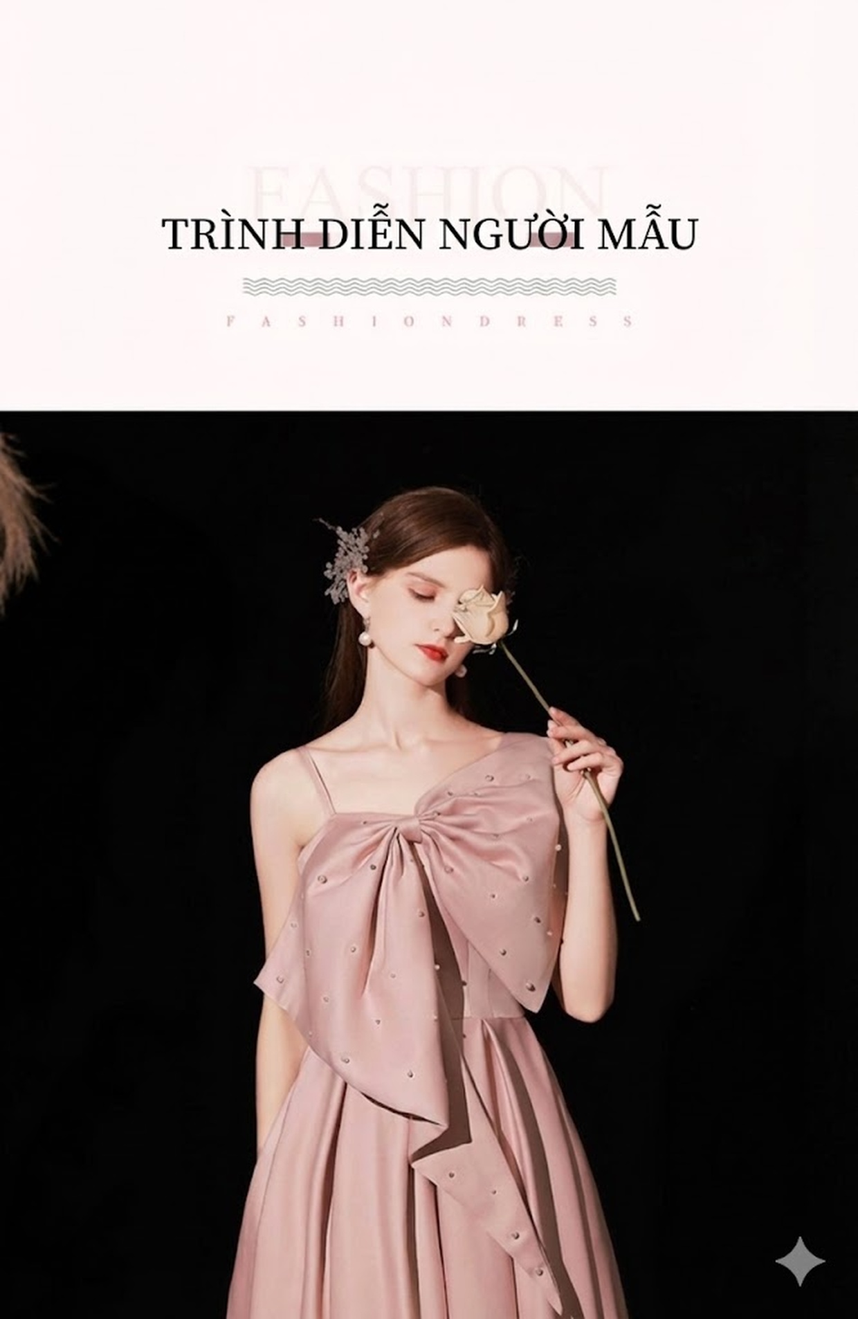 Váy Dạ Hội Dáng Dài Satin Nơ Lớn Phong Cách Công Chúa Màu Hồng chi tiết 9