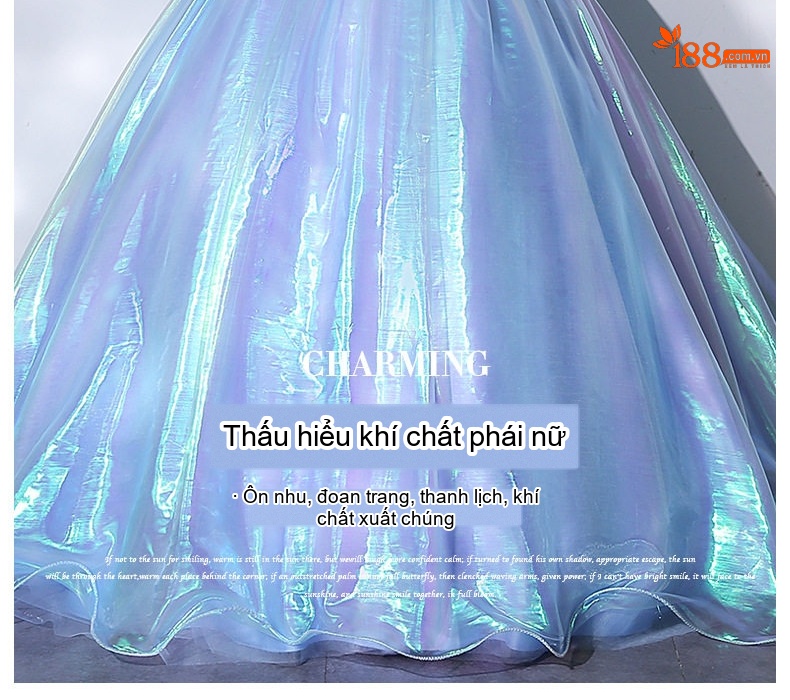 Váy Dạ Hội Dây Rút Công Chúa Bồng Bềnh Dự Tiệc Sinh Nhật Màu Xanh Dương chi tiết 5
