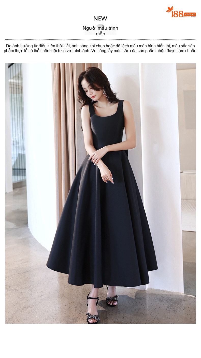 Váy Dạ Hội Nữ dáng chữ A Thiết Kế Sang Trọng Màu Đen chi tiết 9