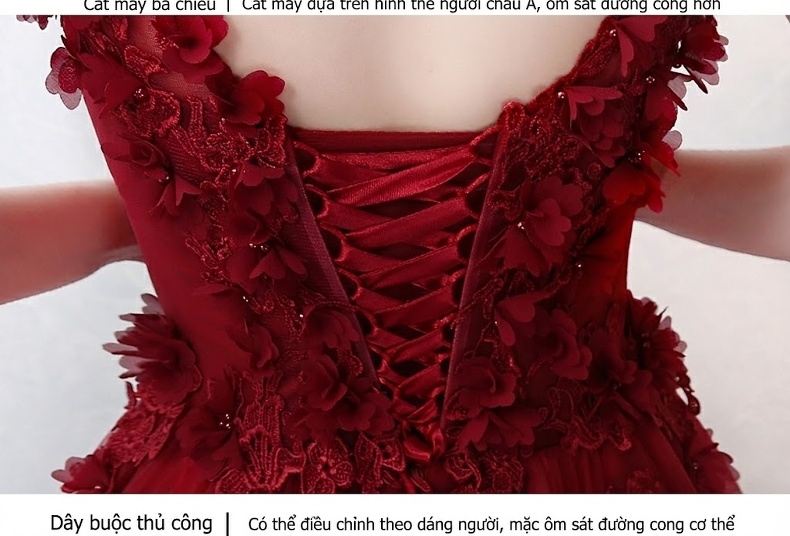 Váy Dạ Hội Nữ Dáng Dài Ôm Dáng Màu Đỏ Rượu chi tiết 14