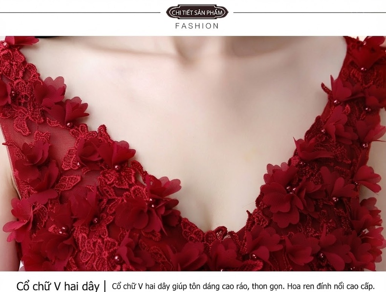 Váy Dạ Hội Nữ Dáng Dài Ôm Dáng Màu Đỏ Rượu chi tiết 12