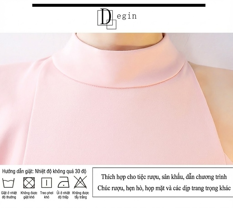 Váy Dạ Hội Nữ Dự Tiệc Công Ty Thiết Kế Hở Vai Tay Loe Ngắn Màu Hồng, Trắng, Đỏ, Đen chi tiết 2