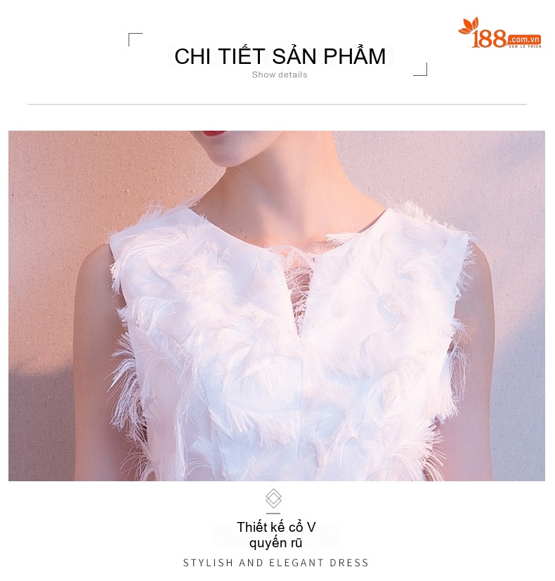 Váy Dạ Hội Nữ Dự Tiệc Kiểu Dáng Tiểu Thư Dáng Ngắn Màu Trắng, Hồng, Đỏ... chi tiết 13
