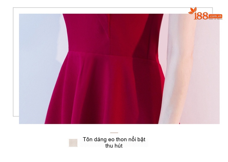Váy Dạ Hội Nữ Hở Vai Dáng Dài Dự Tiệc Cưới Màu Đỏ, Đen chi tiết 14