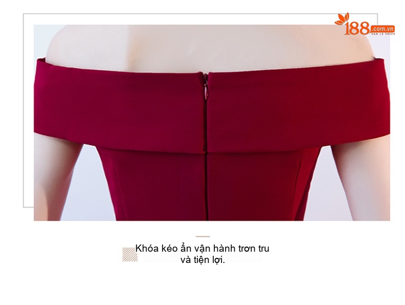 Váy Dạ Hội Nữ Hở Vai Dáng Dài Dự Tiệc Cưới Màu Đỏ, Đen chi tiết 15