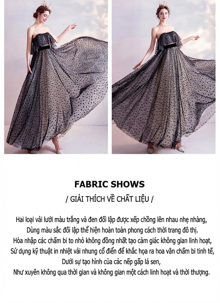 Váy Dạ Hội Nữ Hở Vai Dáng Dài Dự Tiệc Sinh Nhật, Hội Nghị, Biểu Diễn Màu Đen chi tiết 4
